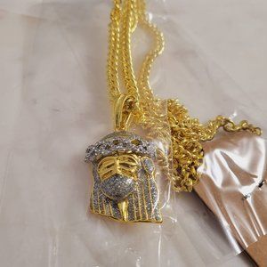 Jesus pendant necklace gold Iced out style for for Men Women rap stars hop hop,